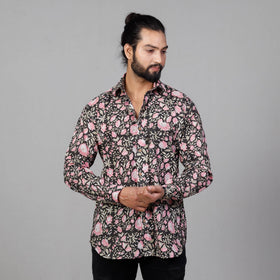  Sanganeri Block Printing Cotton Men Full Sleeve Shirt 