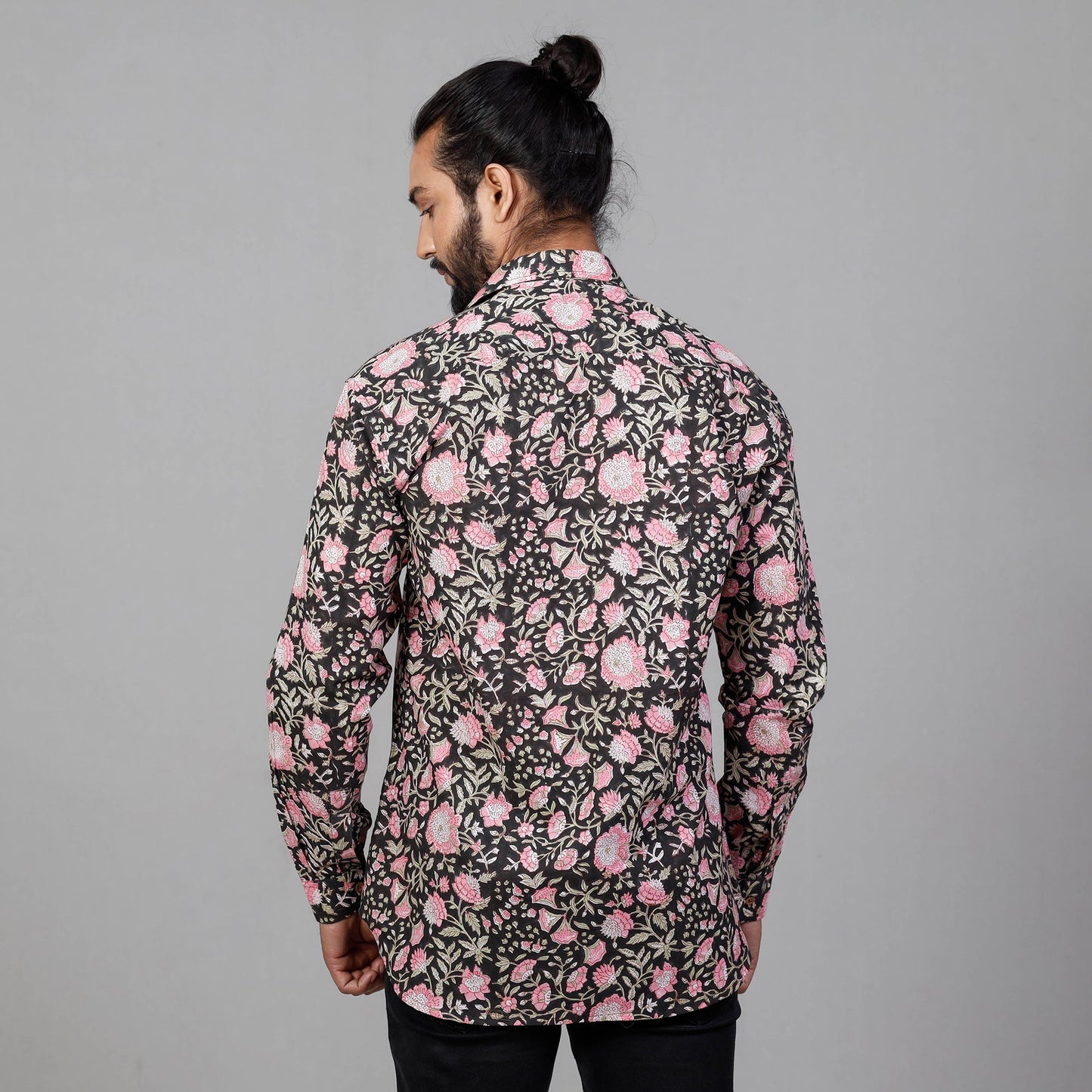  Sanganeri Block Printing Cotton Men Full Sleeve Shirt 