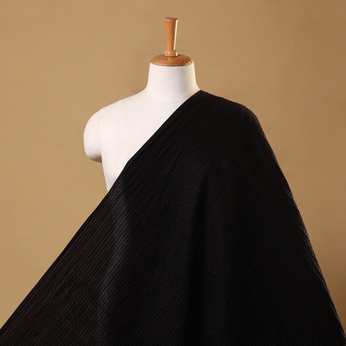Black Pintuck Plain Cotton Fabric