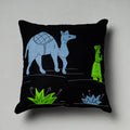 Black Pipli Applique Work Cotton Cushion Cover 
