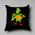 Black Pipli Applique Work Cotton Cushion Cover 