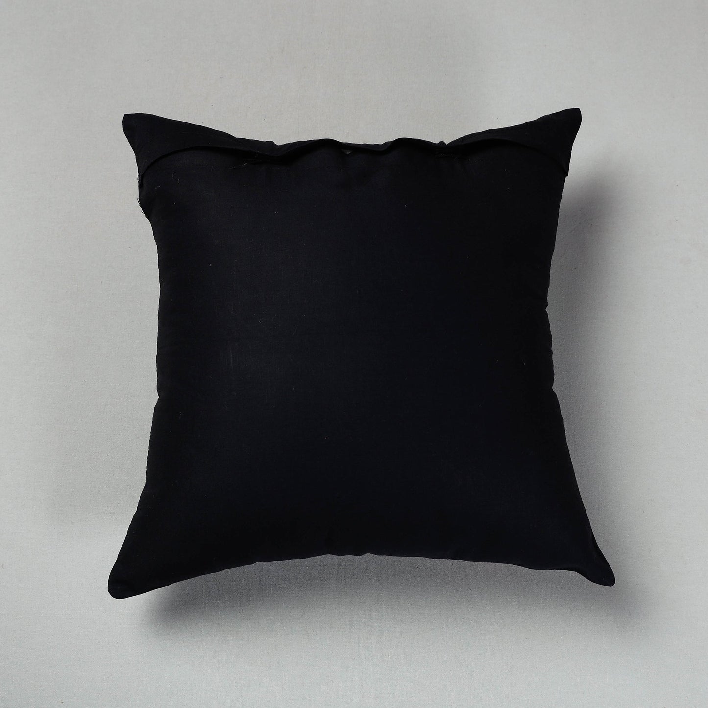 Black Pipli Applique Work Cotton Cushion Cover 