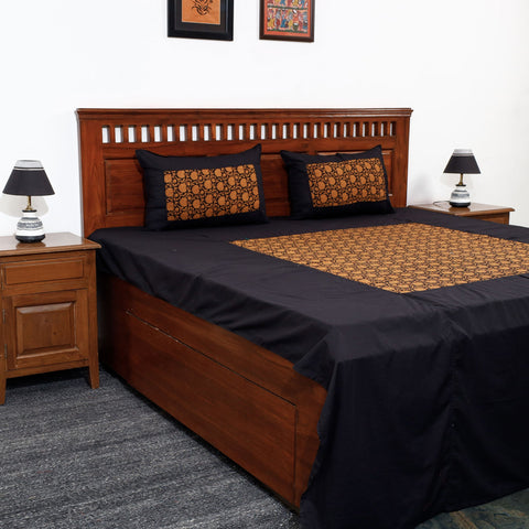Buy Plain Cotton Double Bed Cover Set with Bagh Patchwork Online l iTokri.com