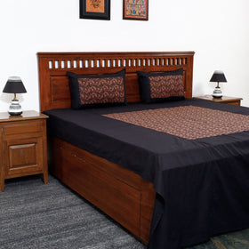 Buy Plain Cotton Double Bed Cover Set with Bagh Patchwork Online l iTokri.com