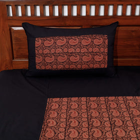 Buy Plain Cotton Double Bed Cover Set with Bagh Patchwork Online l iTokri.com