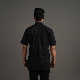  Black Plain Cotton Men Half Sleeve Shirt
