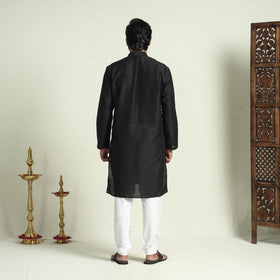  Plain Dyed Slub Silk Men Long Kurta 