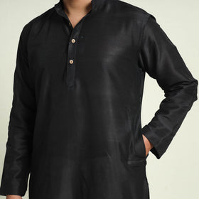  Plain Dyed Slub Silk Men Long Kurta 