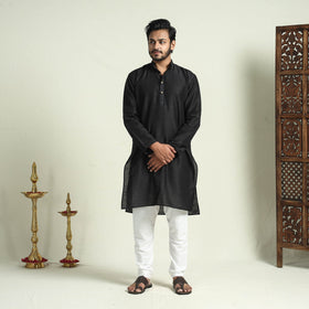  Plain Dyed Slub Silk Men Long Kurta 