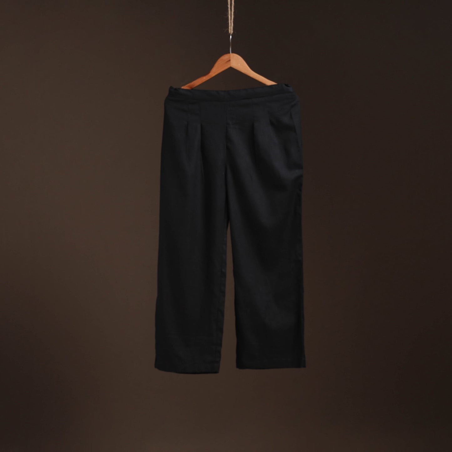 Black - plain flex cotton elasticated palazzo 02