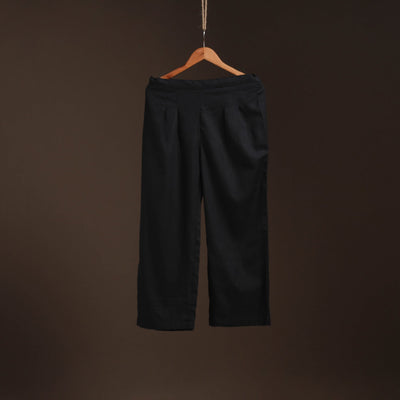 Black - plain flex cotton elasticated palazzo 02