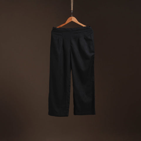 Black - plain flex cotton elasticated palazzo 02