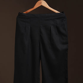 Black - plain flex cotton elasticated palazzo 02