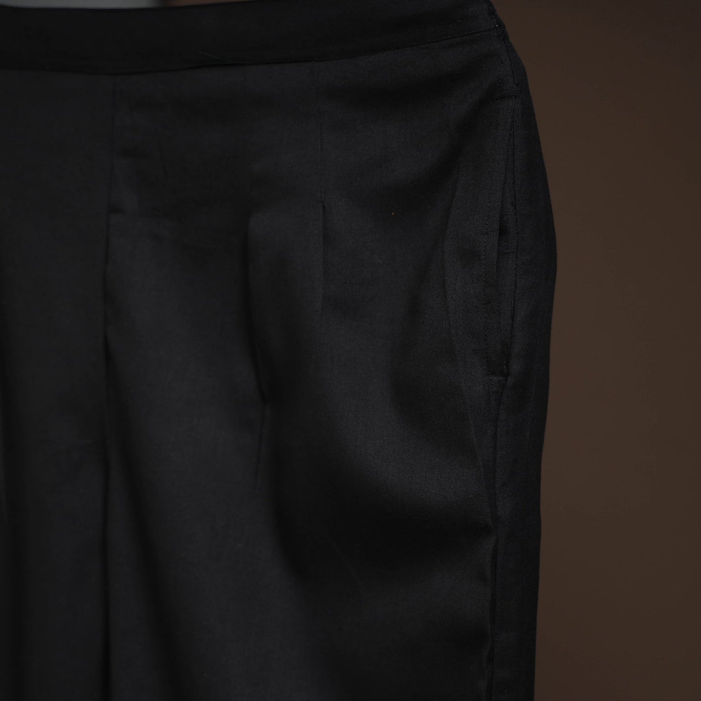 Black - plain flex cotton elasticated palazzo 02