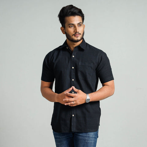  Plain Handloom Cotton Men Half Sleeve Shirt