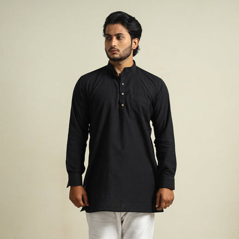  Plain Handloom Cotton Men Short Kurta 