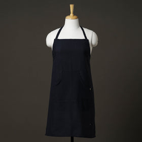 Black Plain Handloom Jhiri Cotton Apron with Pocket 