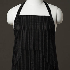Black Plain Handloom Jhiri Cotton Apron with Pocket 