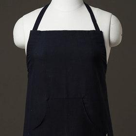 Black Plain Handloom Jhiri Cotton Apron with Pocket 