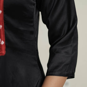  Plain Modal Silk Straight Kurta with Bandhani Pintuck Patchwork 05 Online at iTokri.com