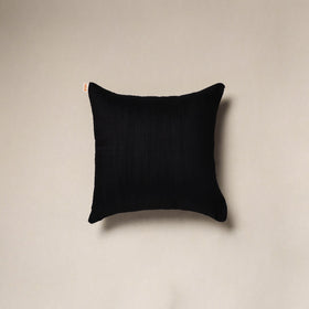 Black - plain slub silk hand embroidered cushion cover 02
