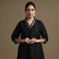  Plain Solid Slub Silk Kurta with Beadwork Hand Embroidery Lace Online at iTokri.com