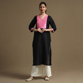 Buy Plain Solid Slub Silk Straight Kurta  Online at iTokri.com