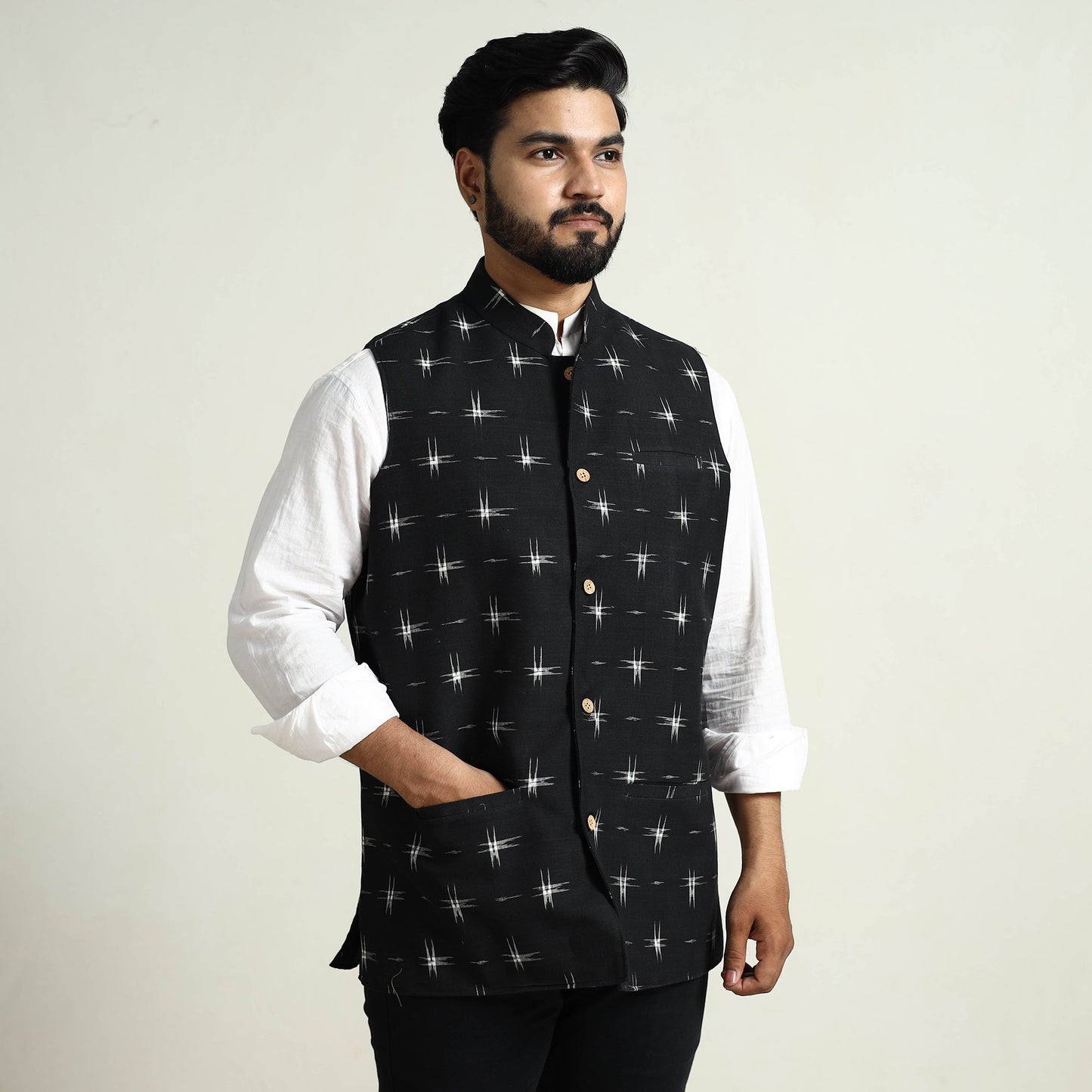 Pochampally Ikat Cotton Nehru Jacket