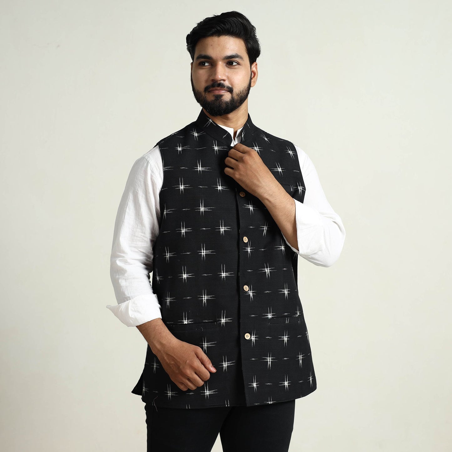 Pochampally Ikat Cotton Nehru Jacket