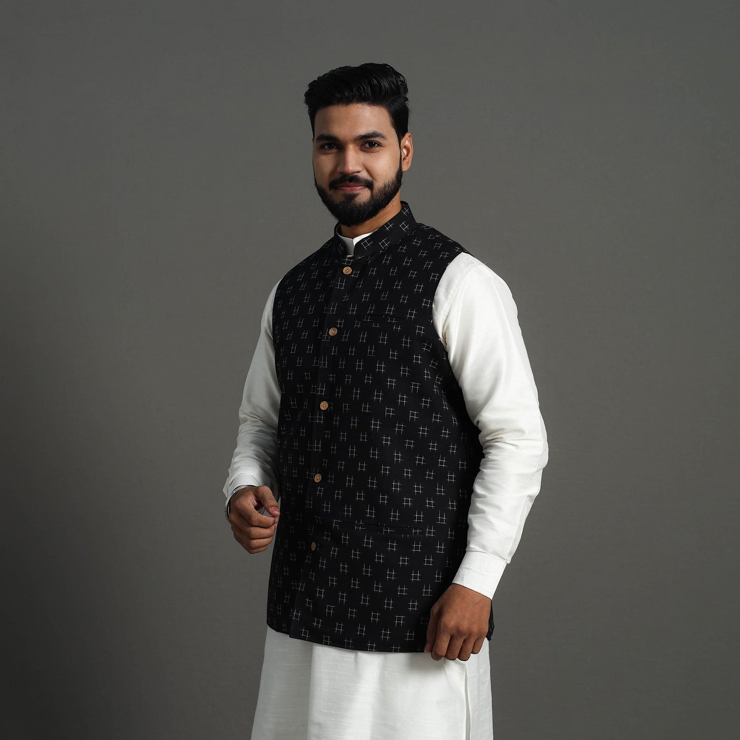 Pochampally Ikat Cotton Nehru Jacket