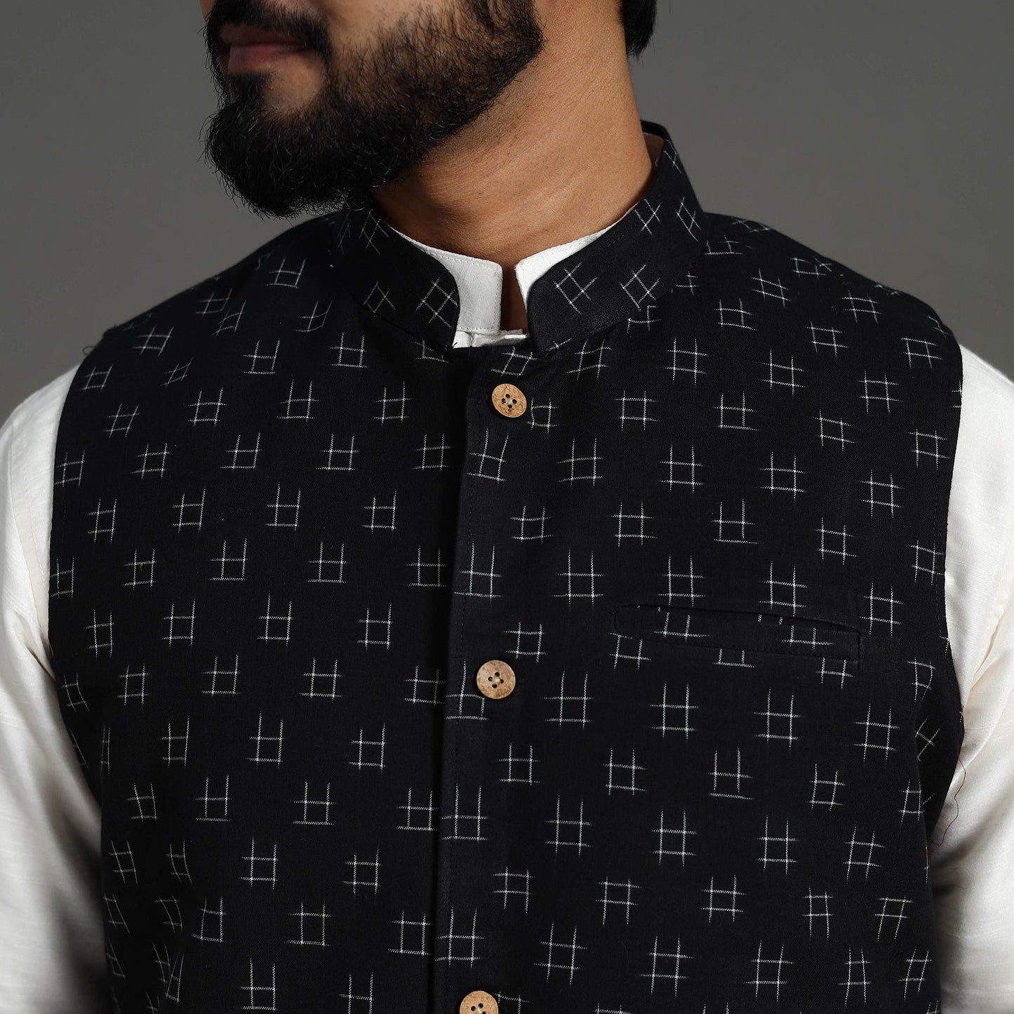 Pochampally Ikat Cotton Nehru Jacket