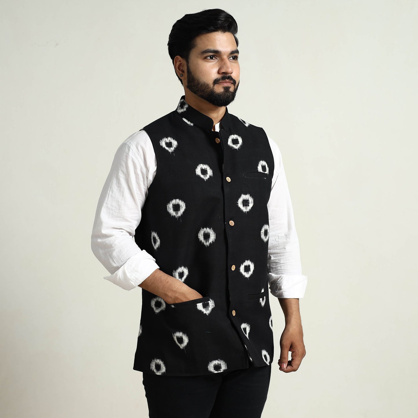 Pochampally Ikat Cotton Nehru Jacket