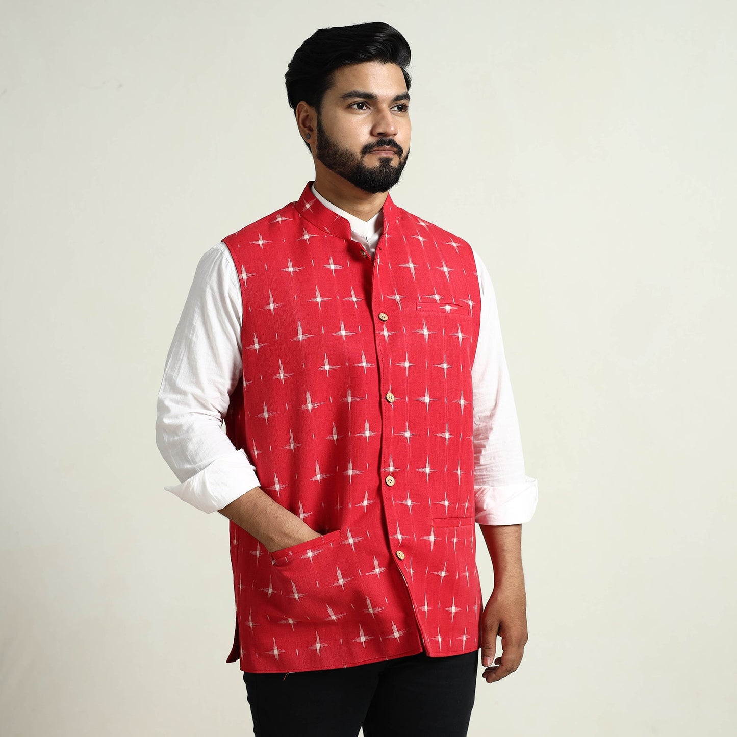Pochampally Ikat Cotton Nehru Jacket