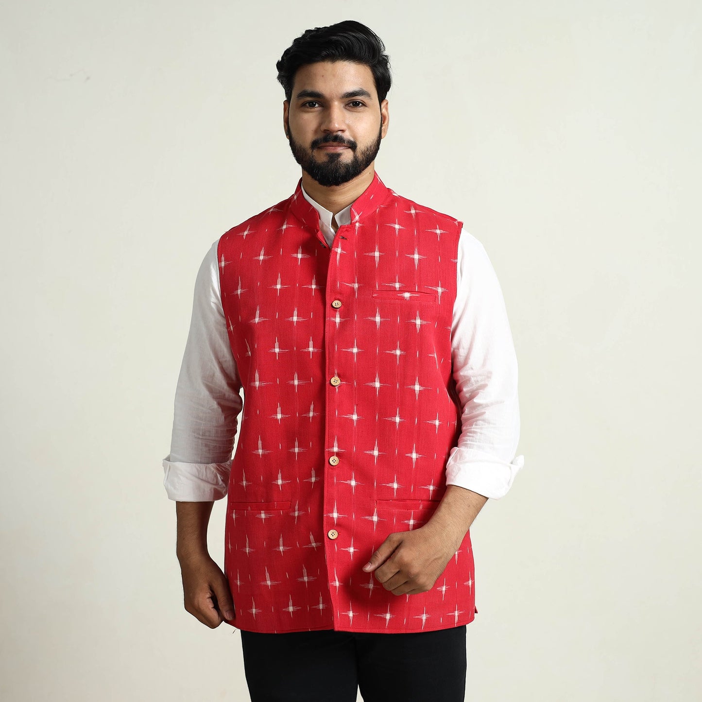 Pochampally Ikat Cotton Nehru Jacket