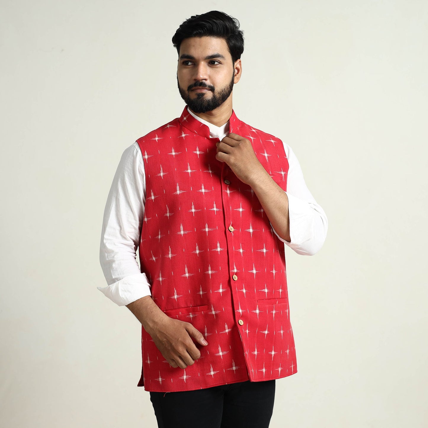 Pochampally Ikat Cotton Nehru Jacket