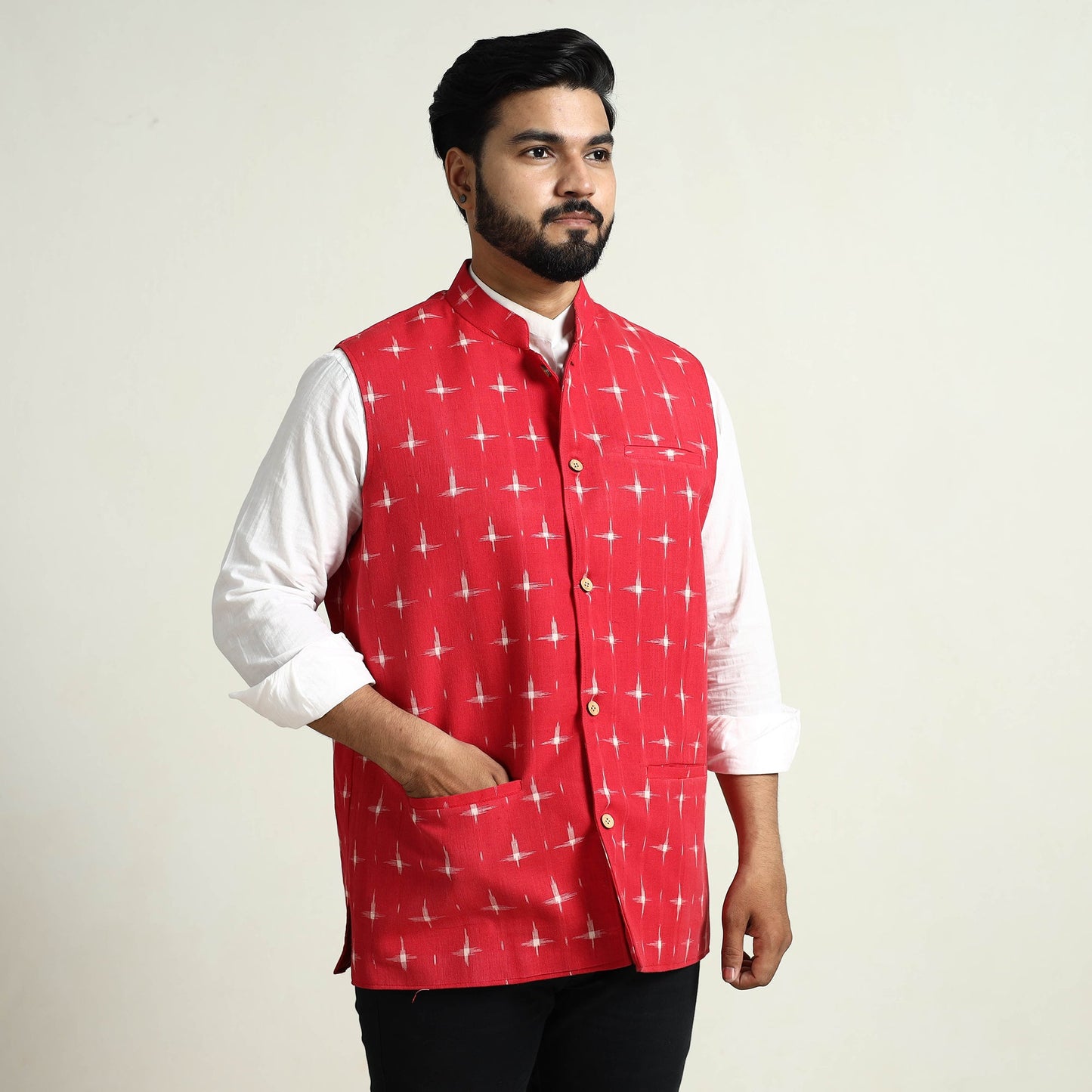 Pochampally Ikat Cotton Nehru Jacket
