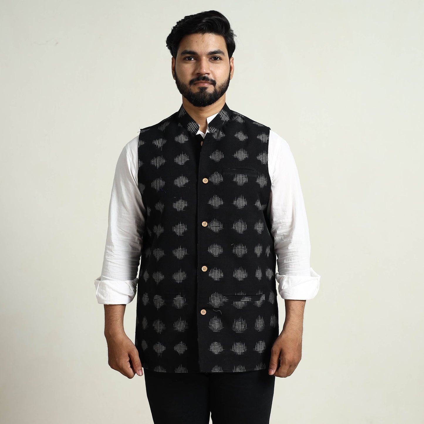 Pochampally Ikat Cotton Nehru Jacket