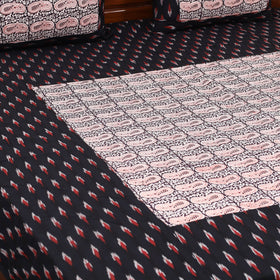 Black - pochampally ikat with bagh patch cotton bedsheet