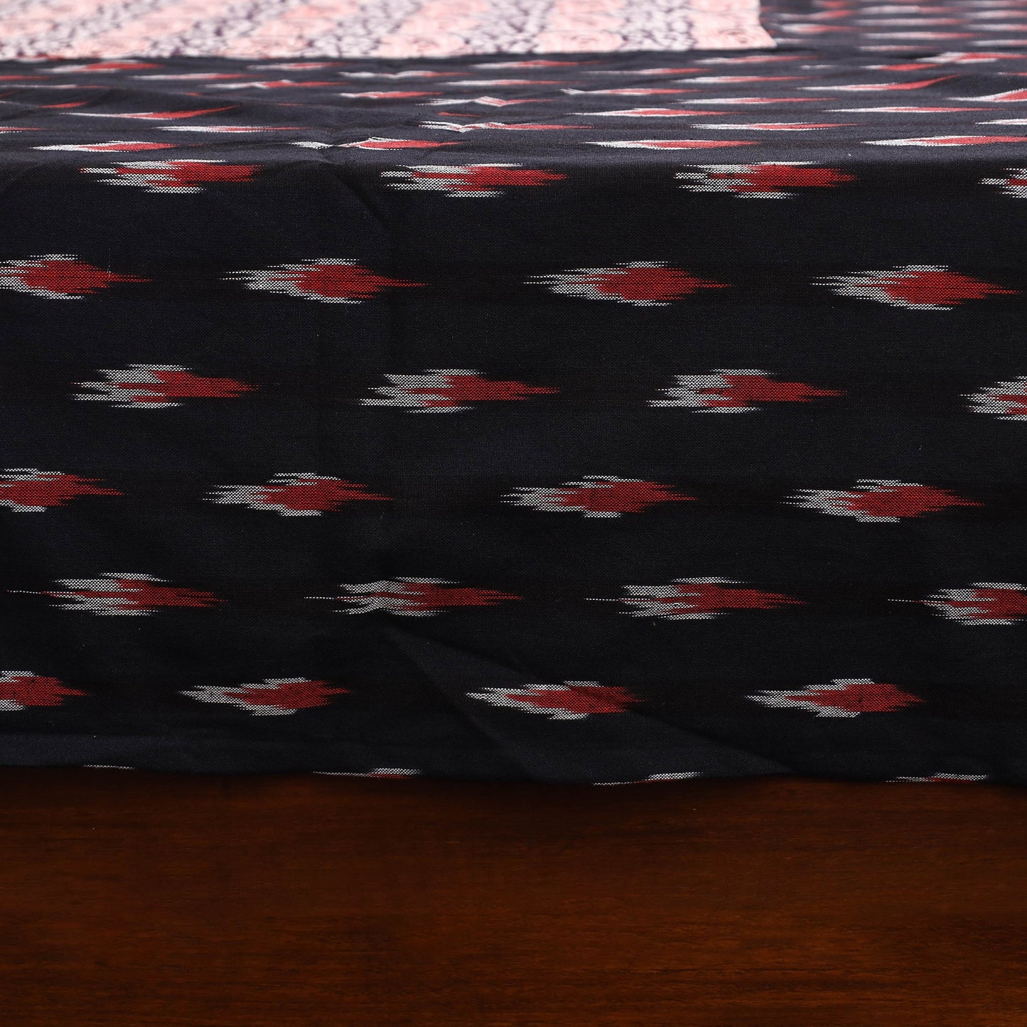 Black - pochampally ikat with bagh patch cotton bedsheet