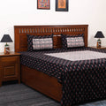 Black - pochampally ikat with bagh patch cotton bedsheet
