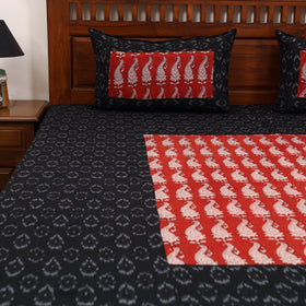 Pochampally ikat with bagh patch cotton bedsheet set 11