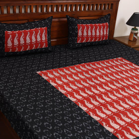 Pochampally ikat with bagh patch cotton bedsheet set 11