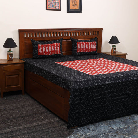 Pochampally ikat with bagh patch cotton bedsheet set 11