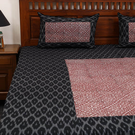 Pochampally ikat with bagh patch cotton bedsheet set 15