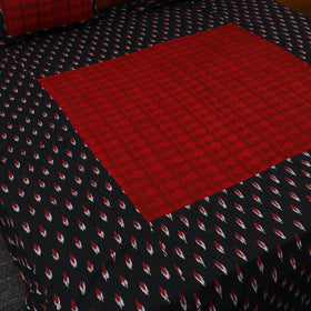 Black Pochampally Ikat with Bagh Patch Cotton Bedsheet Set