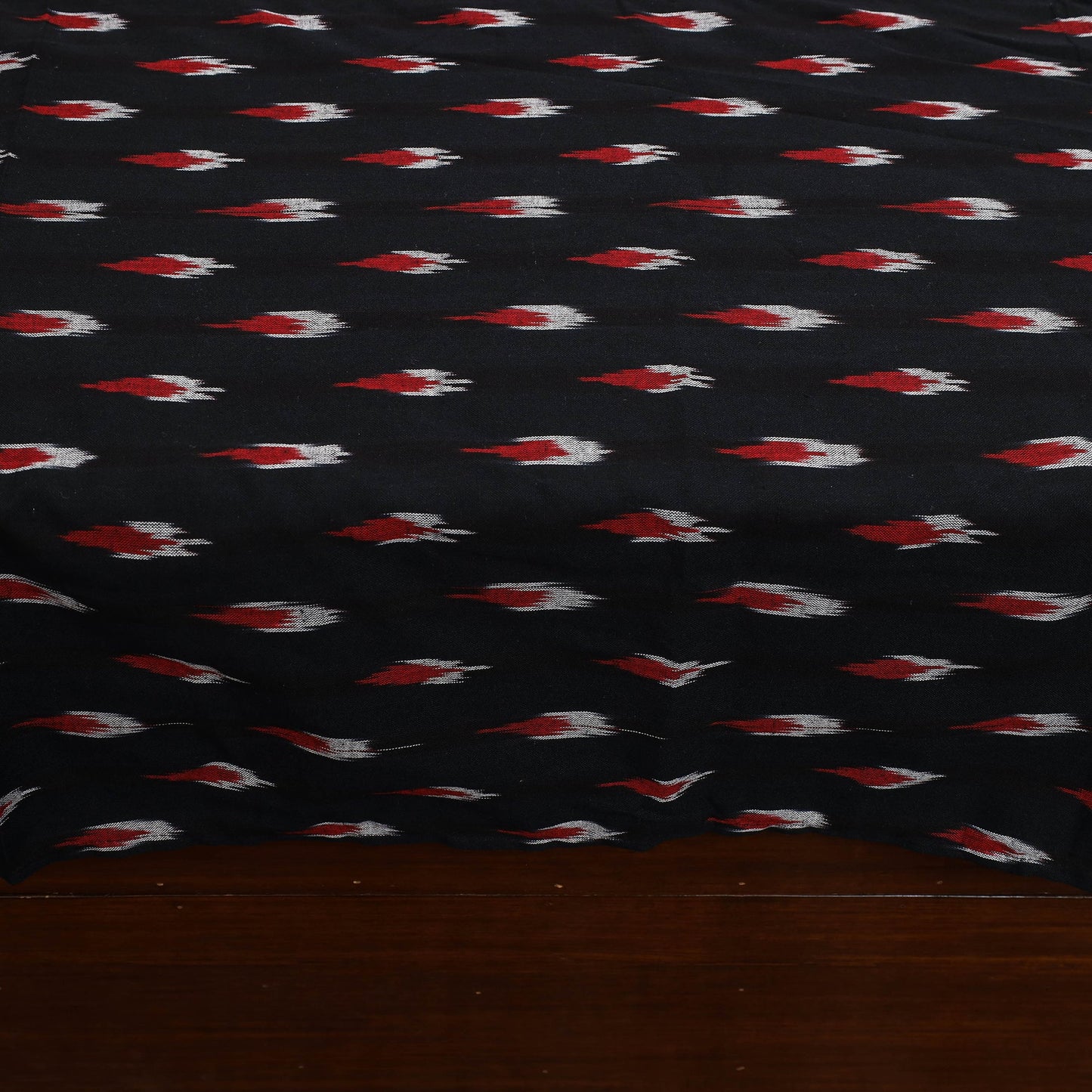 Black Pochampally Ikat with Bagh Patch Cotton Bedsheet Set