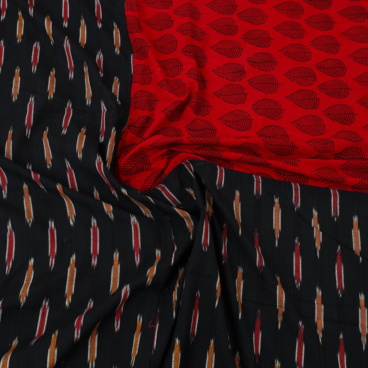 Black - pochampally ikat with bagh patch cotton bedsheet