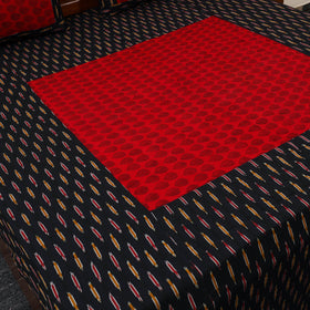 Black - pochampally ikat with bagh patch cotton bedsheet