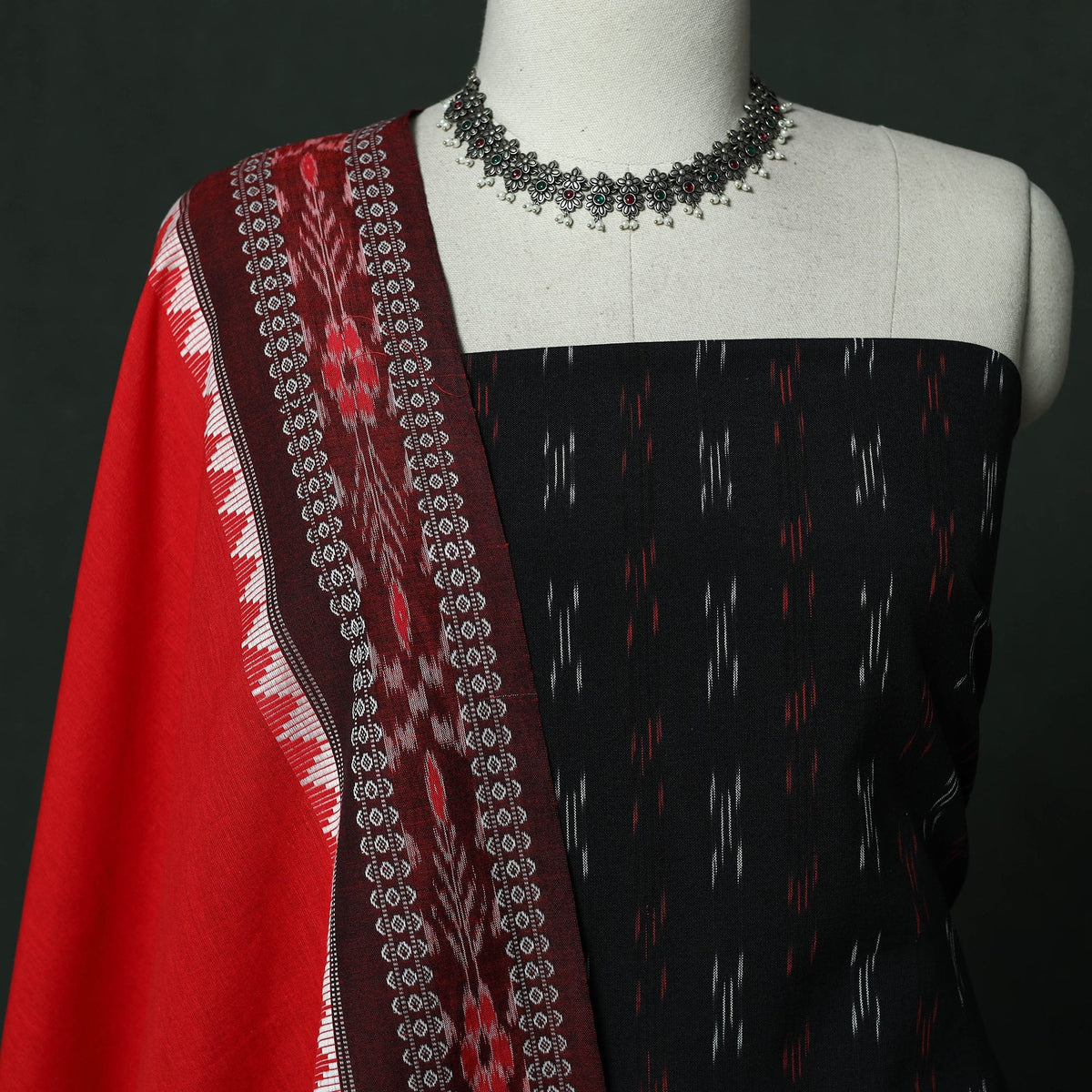 Pochampally ikat cotton 2pc unstitched dress material
