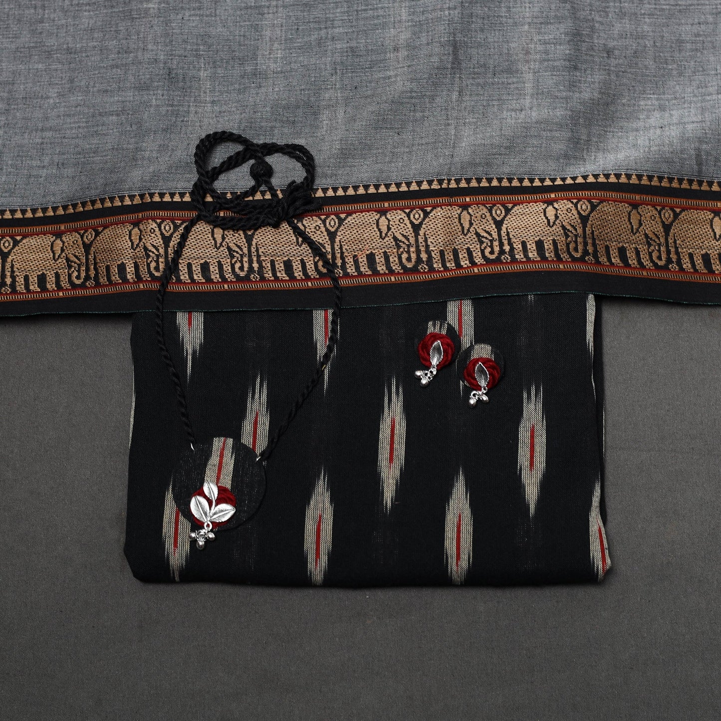 Pochampally ikat cotton 2pc unstitched dress material